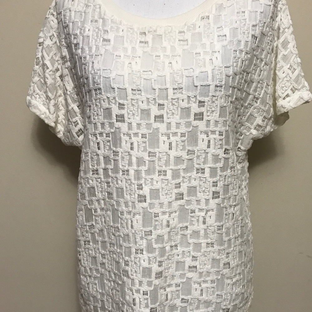 Vince Ladies Oversized Open Work Lace Effect Shirt